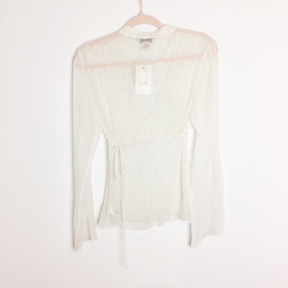 Guess Jeans White Silk Chiffon Top (NWT) | Size M - Picture 4 of 8